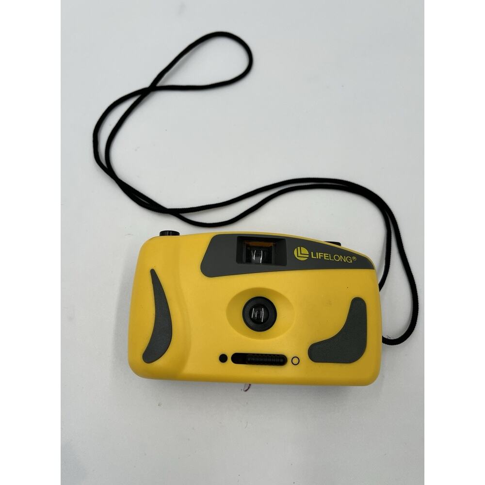 Vintage Lifelong Point And Shoot 35mm Camera With Carting Cord Yellow